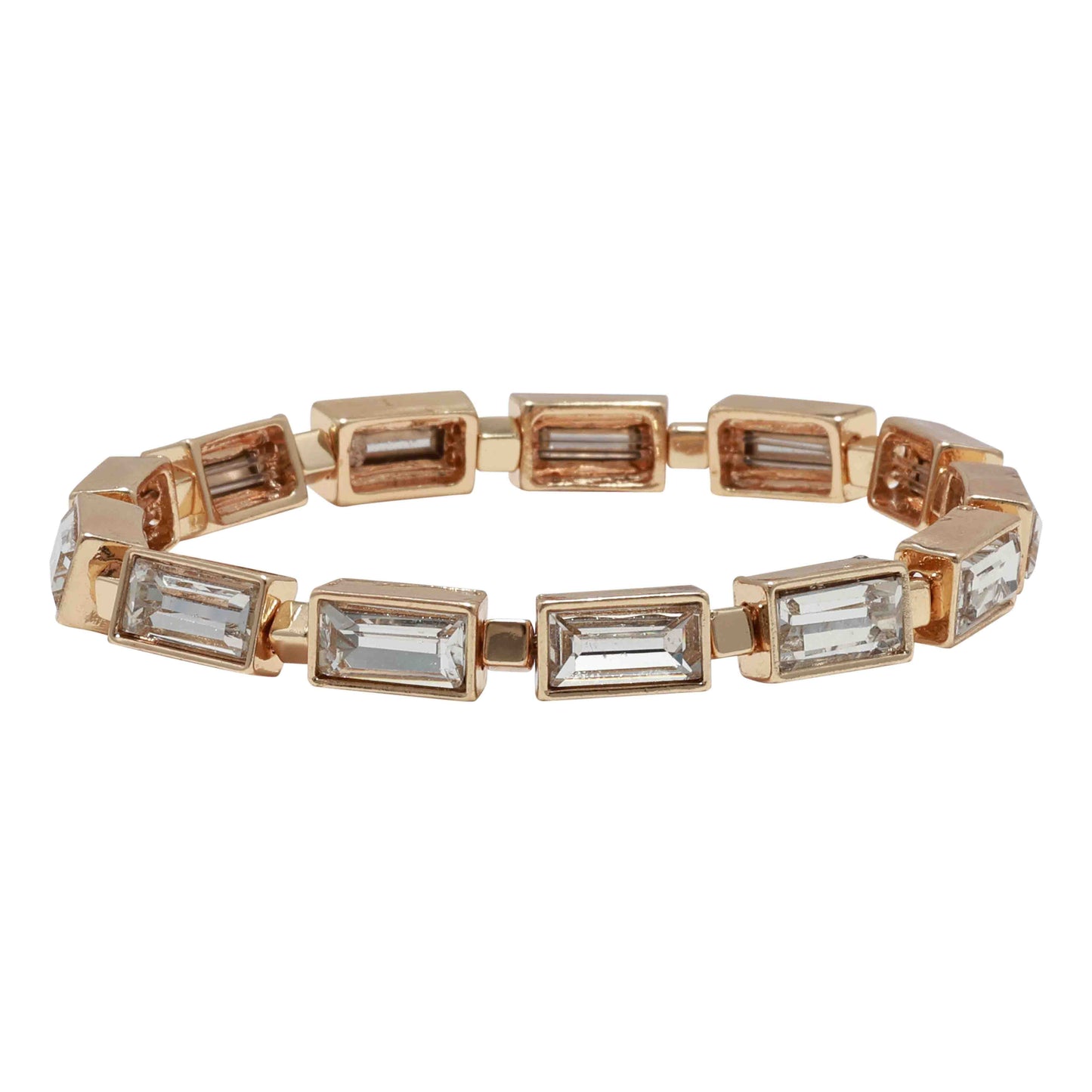 MERX - CRYSTAL STRETCH BRACELET SHINY GOLD FINISH