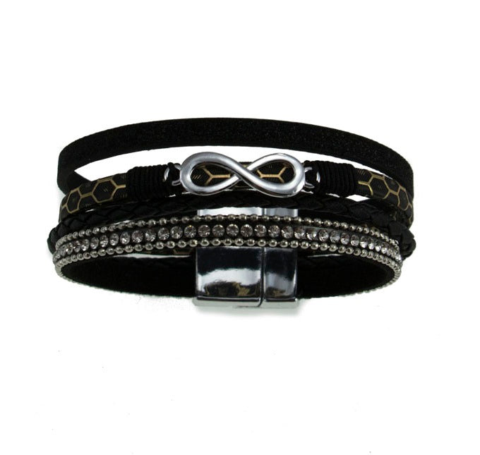 MERX - WRAP BRACELET RHINESTONE MIX - BLACK