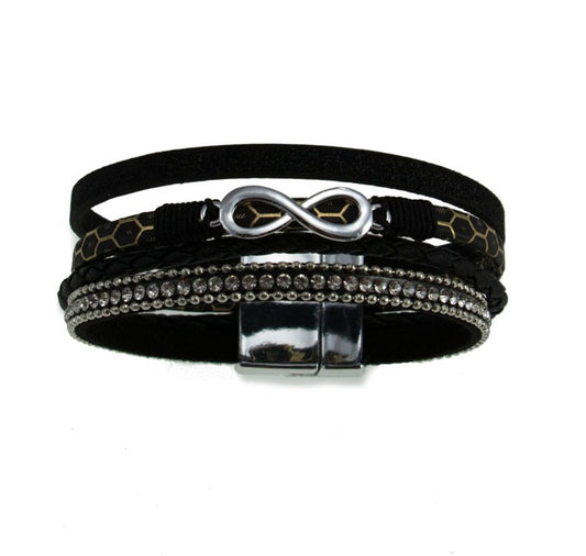 MERX - WRAP BRACELET RHINESTONE MIX - BLACK