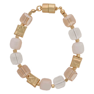 MERX- CRYSTAL SQUARE NEUTRAL TONE BRACELET