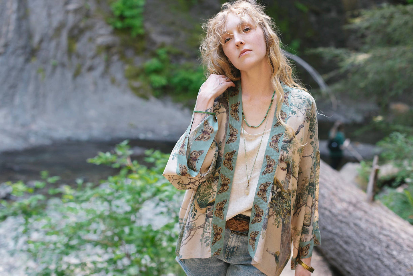 Earth & Sky Pixie Duster Cropped Kimono w/ Trees - Suttles & Seawinds