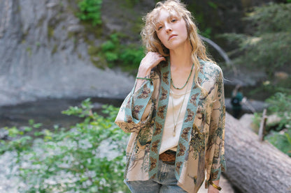 Earth & Sky Pixie Duster Cropped Kimono w/ Trees - Suttles & Seawinds
