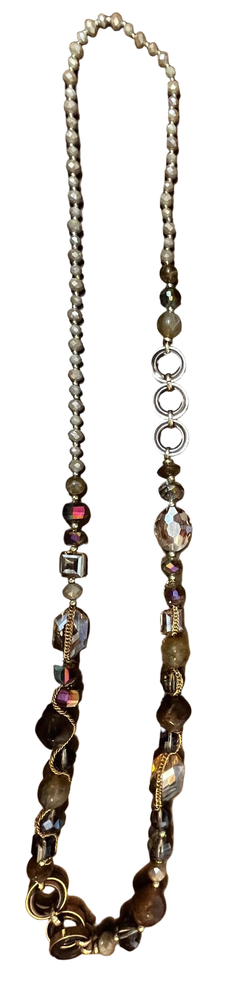 Crystal and Stone pop over Long Necklace
