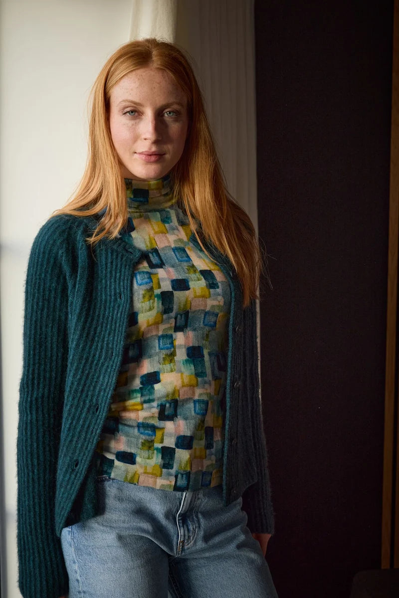 Melina  - merino wool Polo neck  - Print