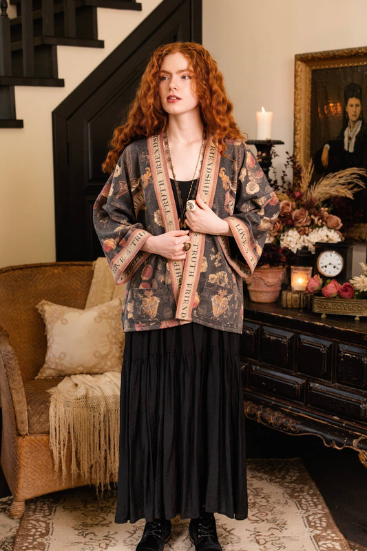 Market of Stars (Worldwide) - Heart of Gold Fleece Cottage Cardigan Kimono Jacket