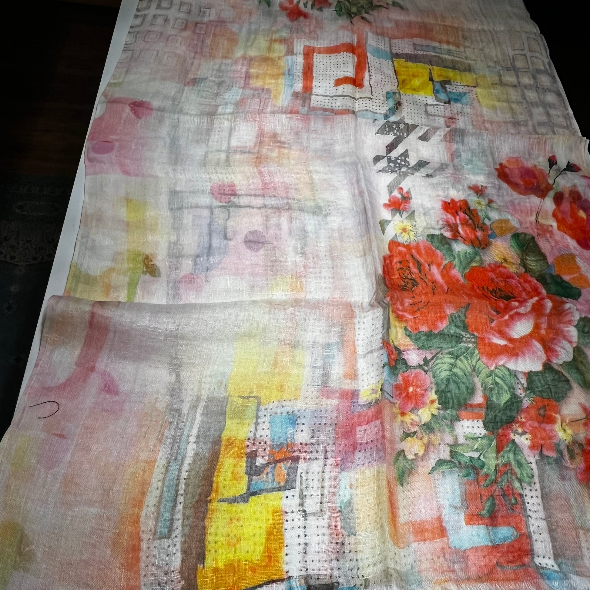 100% Linen  Print Scarf - Suttles & Seawinds