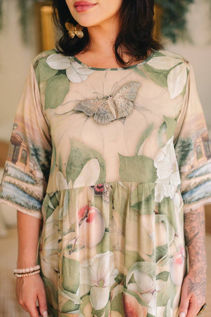 Fleur De Soleil Artist Dress w/ Pockets & Florals - Suttles & Seawinds