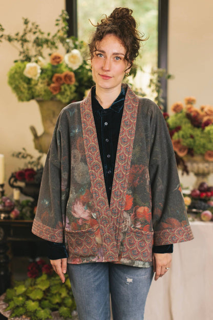 Flight of Fancy Fleece Cottage Cardigan Kimono Jacket - Suttles & Seawinds