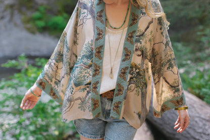 Earth & Sky Pixie Duster Cropped Kimono w/ Trees - Suttles & Seawinds