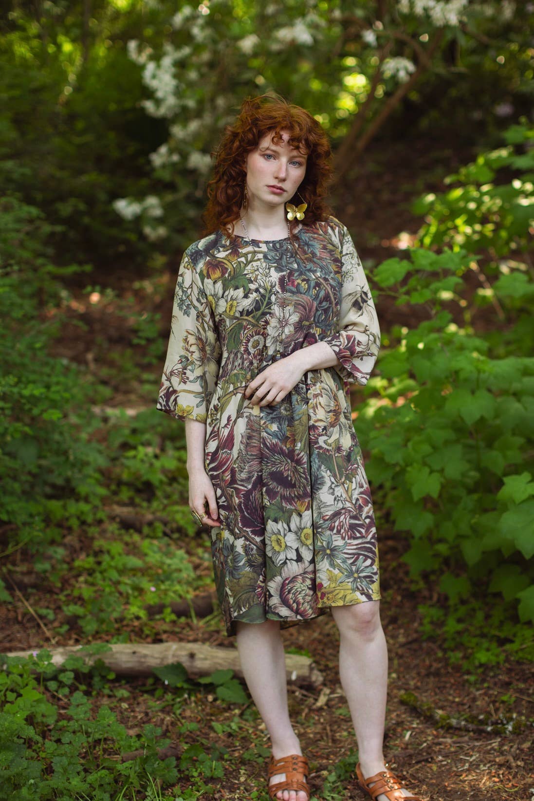 Love Grows Wild Artist Dress Tunic w/ Pockets, Bees & Floral - Suttles & Seawinds