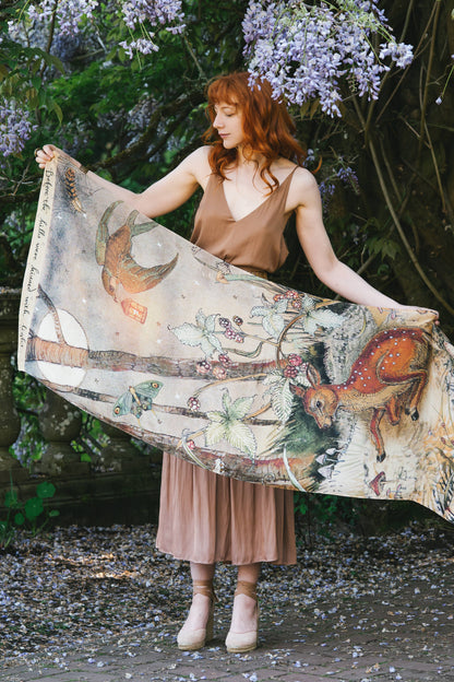 Market of Stars (Worldwide) - Lovelight Scarf with woodland deer, swallow & poetry