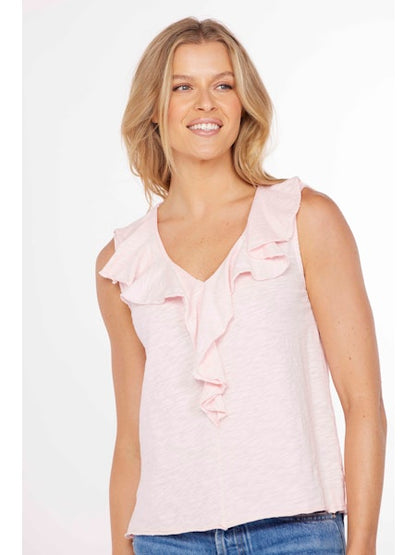 Flounce Neckline Sleeveless Tee - Suttles & Seawinds
