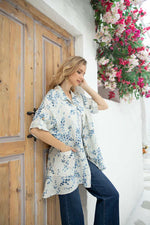 Load image into Gallery viewer, OFV - REBECCA&#39;S LEAVES SHORT SLEEVE LINEN SHIRT
