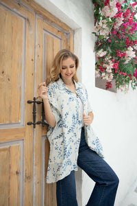 OFV - REBECCA'S LEAVES SHORT SLEEVE LINEN SHIRT