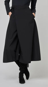 UCHUU-FLARED MIDI CULOTTES W TIE WAIST