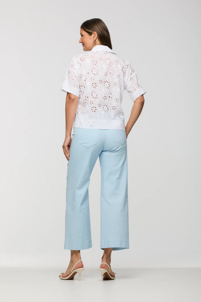 Eyelet Elbow-Sleeve Shirt