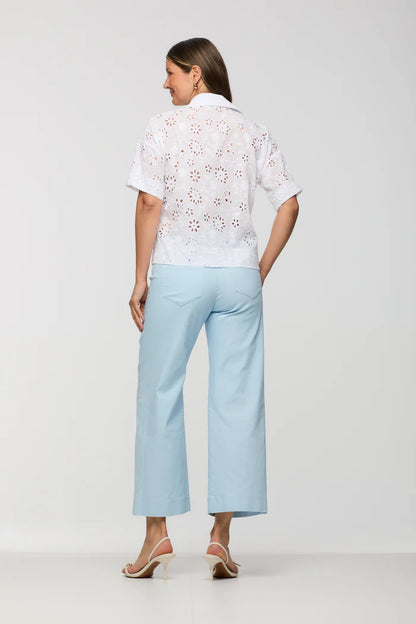 Eyelet Elbow-Sleeve Shirt - Suttles & Seawinds