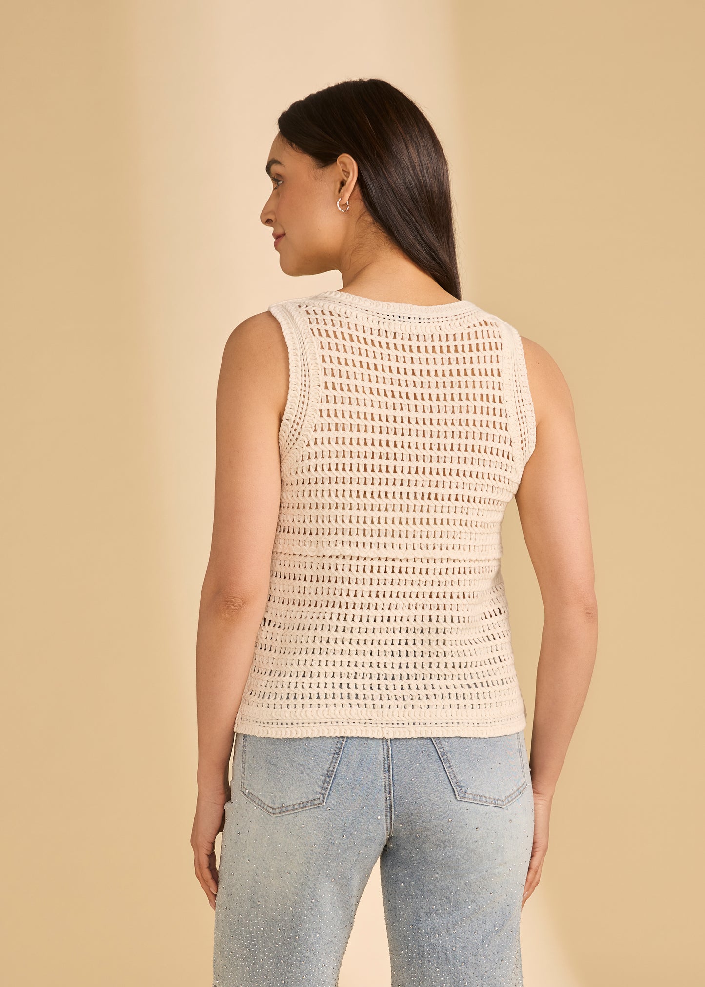 SLEEVELESS CROCHET SWEATER