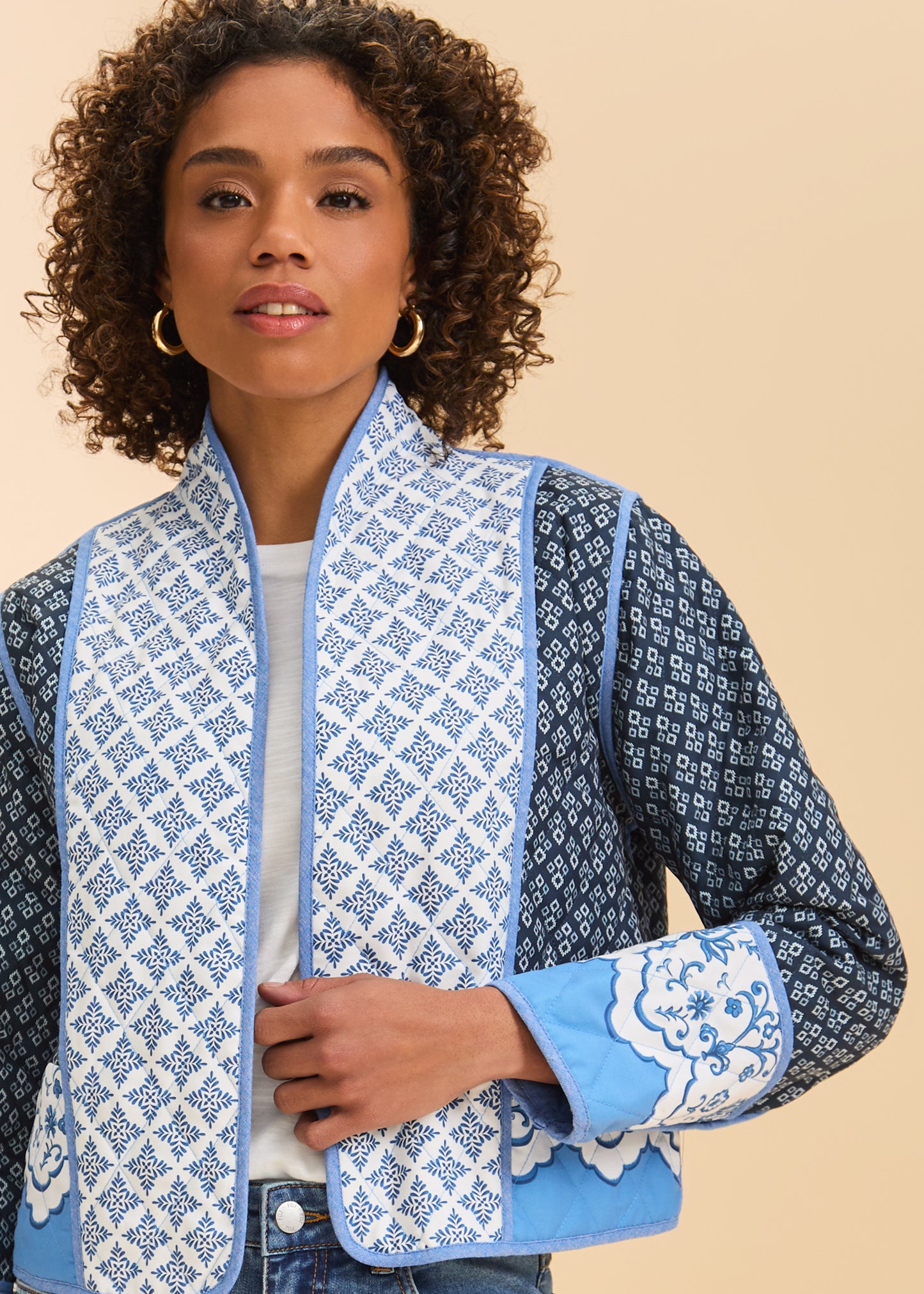 REVERSIBLE QUILTED CHAMBRAY JACKET