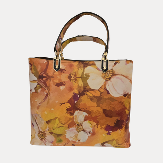 VINTAGE DECOR - SUNSHINE FLORAL LEATHER  PRINTED HANDBAG