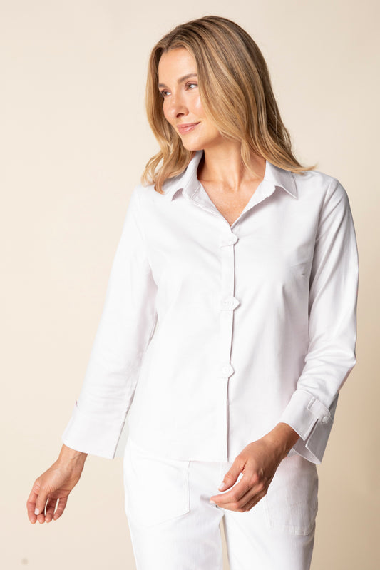 Tab Detail Shirt White - Suttles & Seawinds