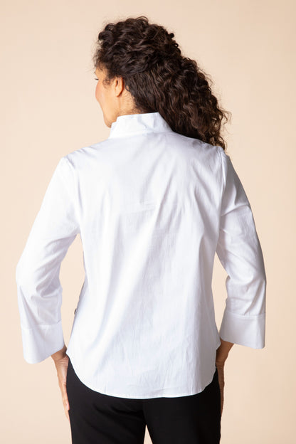 Half Placket Pullover Shirt White