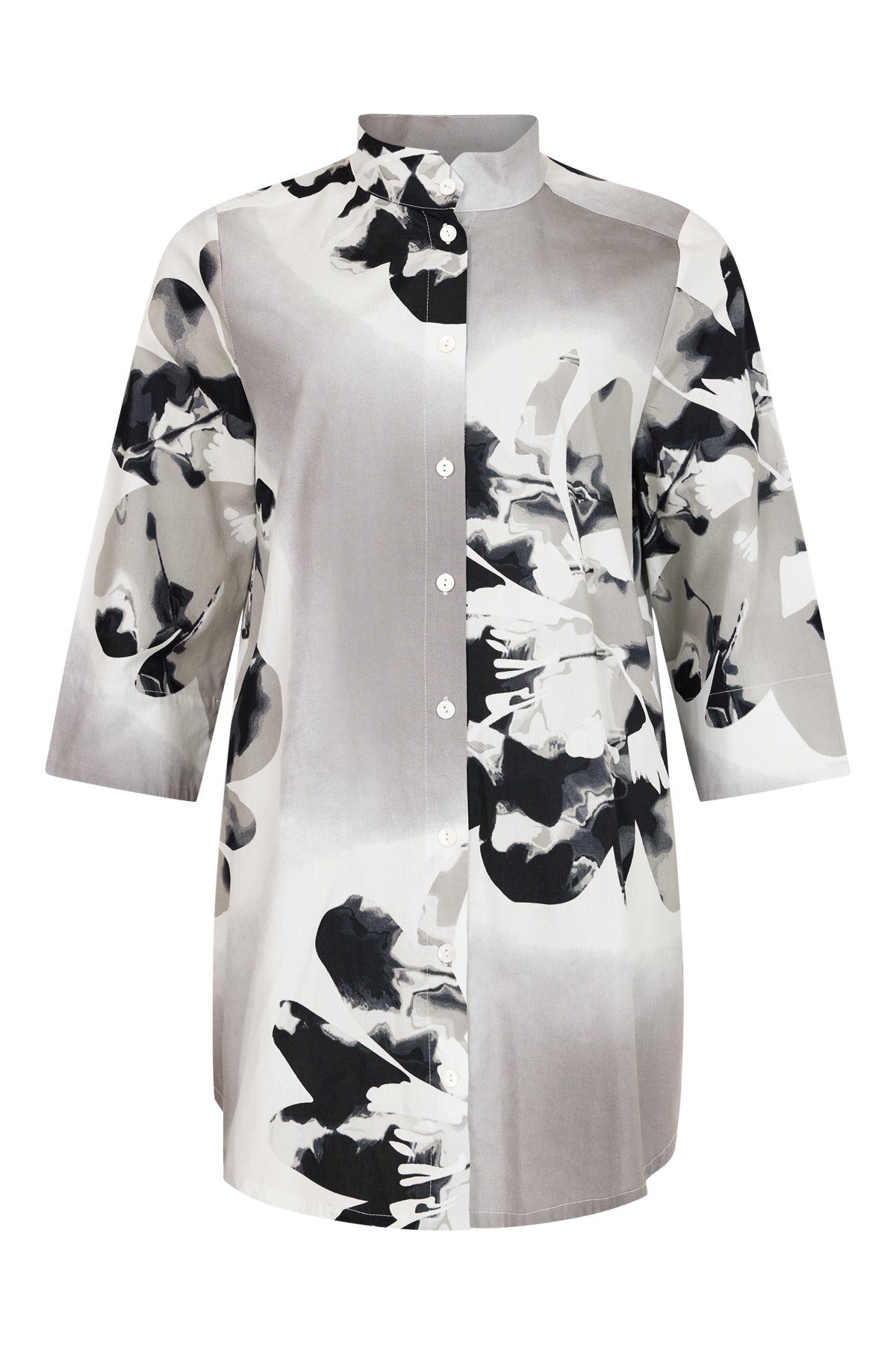 NOEN - TIERED GATHERED BACK PRINT COTTON SHIRT