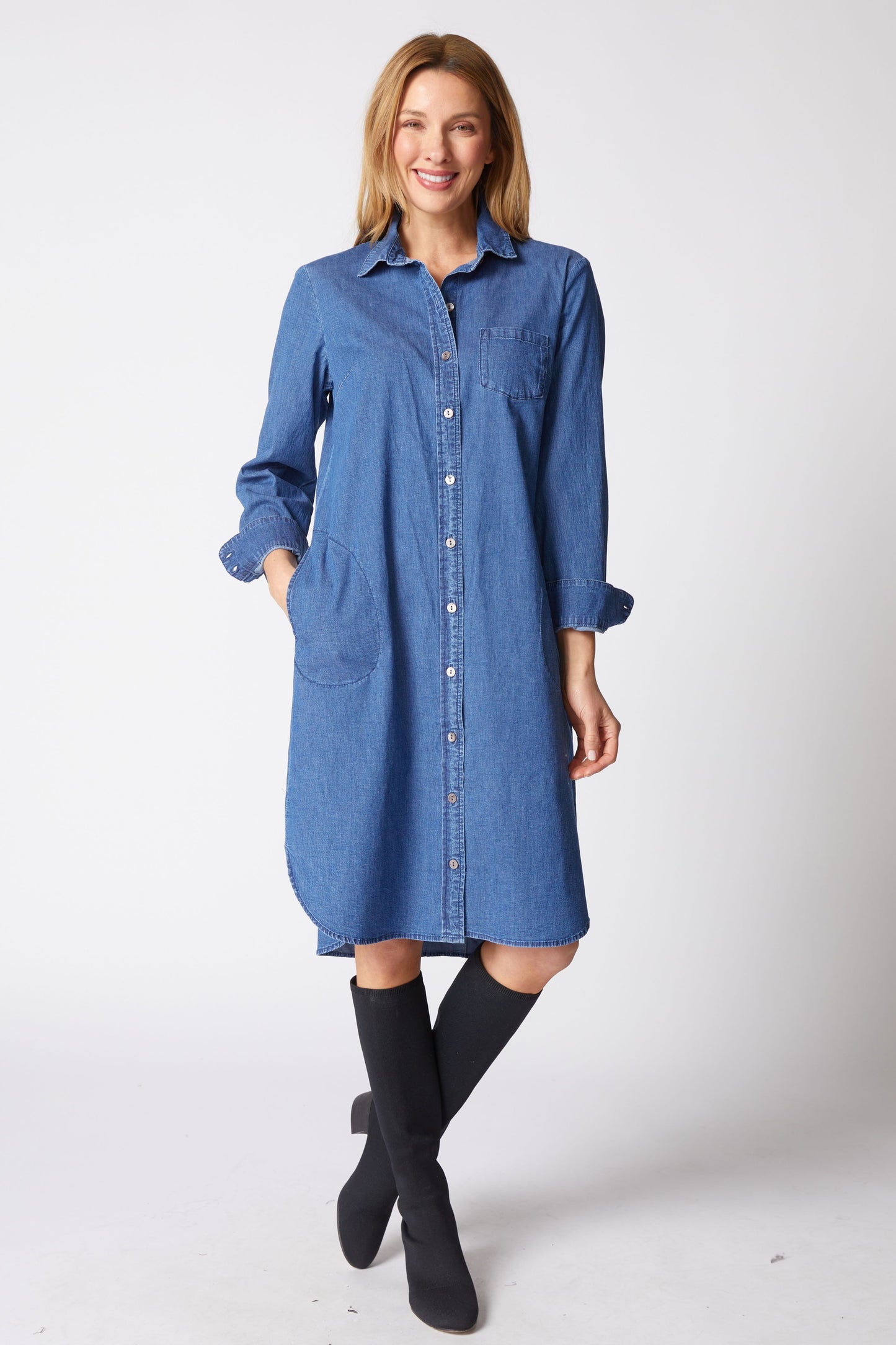 HABITAT - CAFE MIDI DRESS DENIM
