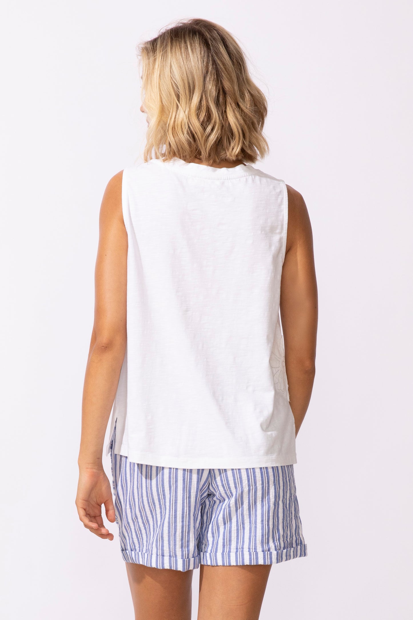 Embroidered Applique V Tank