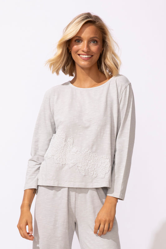Embroidered Applique Boxy Tee - Suttles & Seawinds