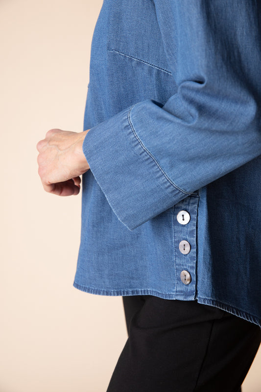Half Placket Pullover Shirt Denim