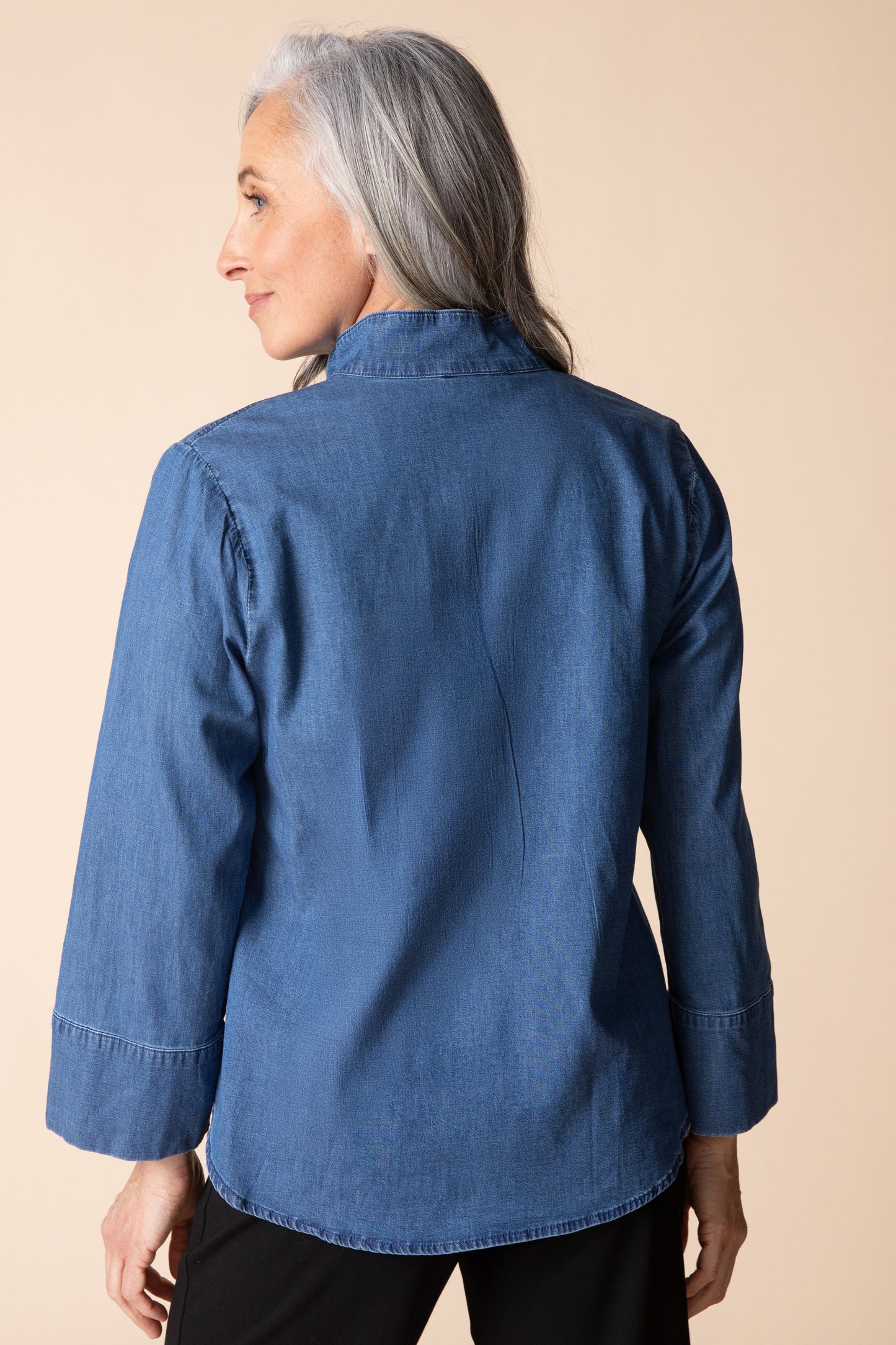 Half Placket Pullover Shirt Denim