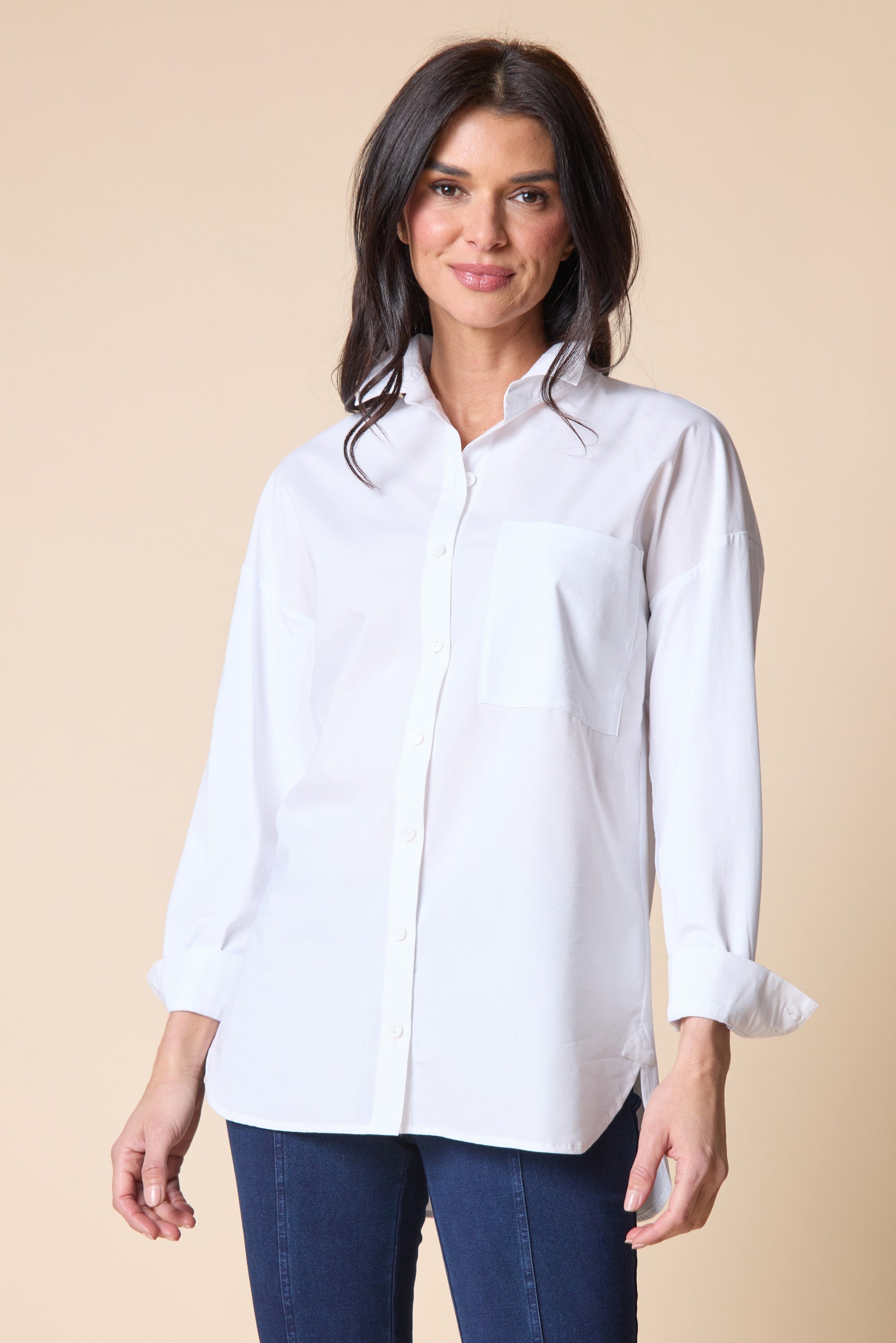 HABITAT Boyfriend Knit Mix Shirt in White