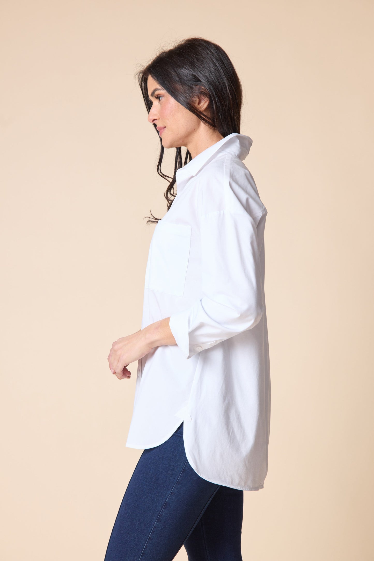 HABITAT Boyfriend Knit Mix Shirt in White