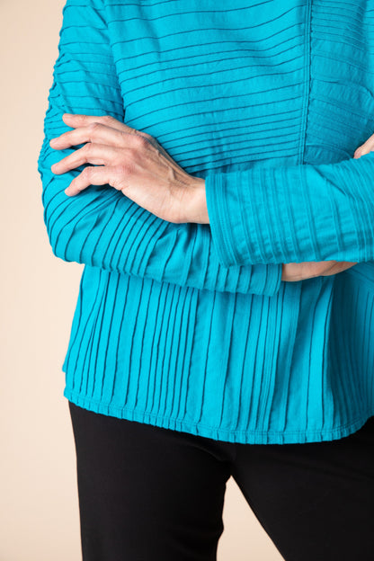 HABITAT Ripple Seamed Tee 3/4 Slv in Pacific