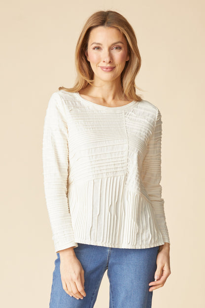 HABITAT Ripple Seamed Tee 3/4 Slv in White