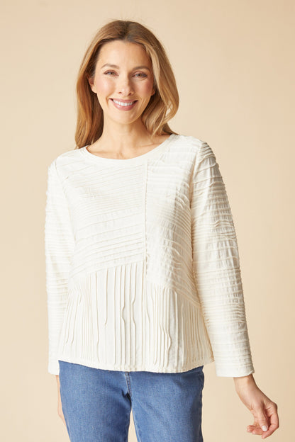 HABITAT Ripple Seamed Tee 3/4 Slv in White