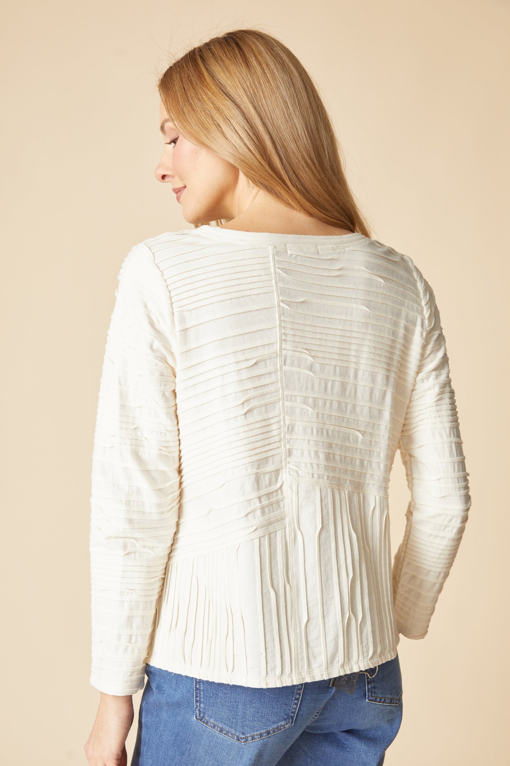 HABITAT Ripple Seamed Tee 3/4 Slv in White