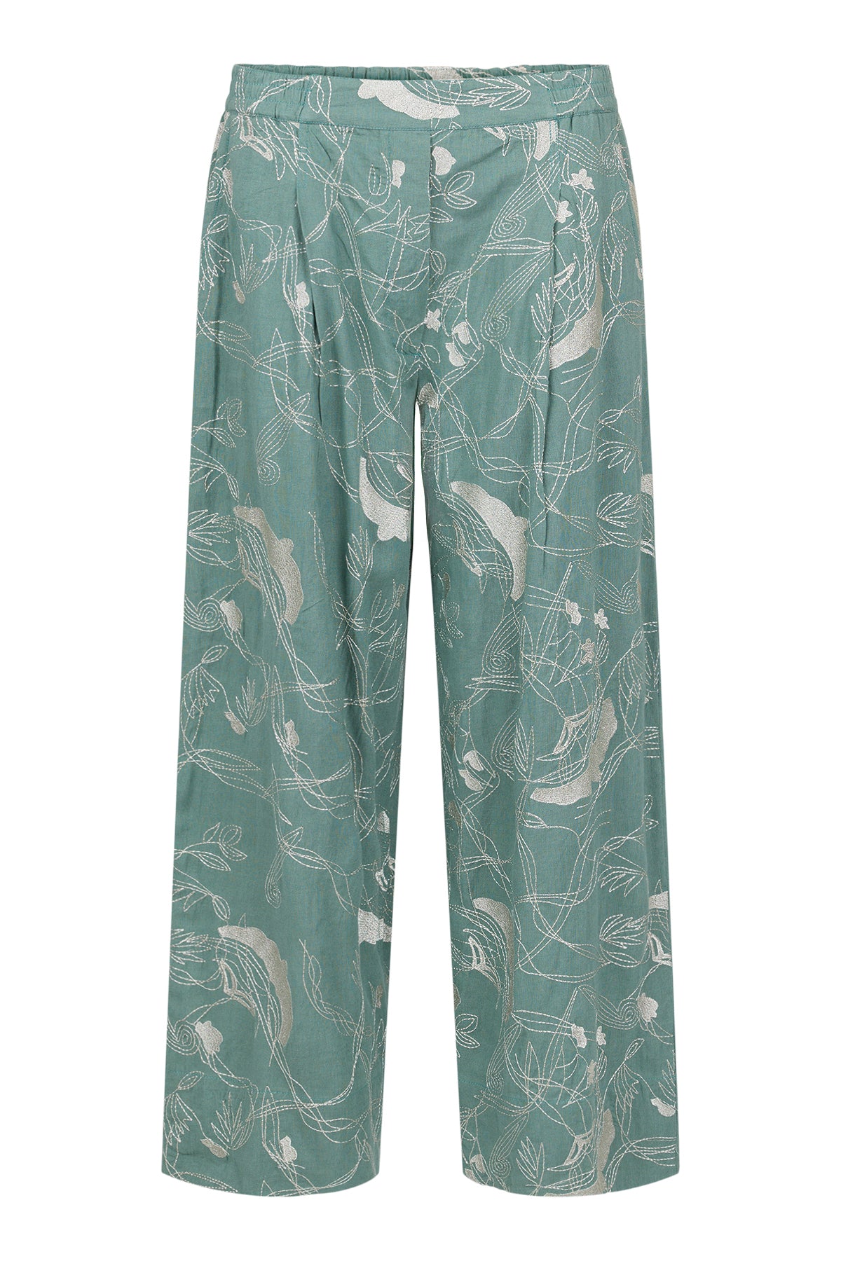 Linen Blend Embroidered Pant