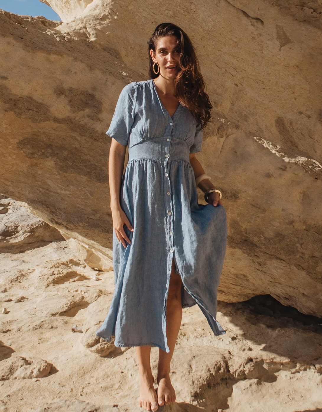 Short Sleeve Linen Dress