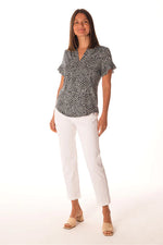 Load image into Gallery viewer, BRENDA BEDDOME - RUFFLE SLEEVE SLIM V  NECK BLOUSE
