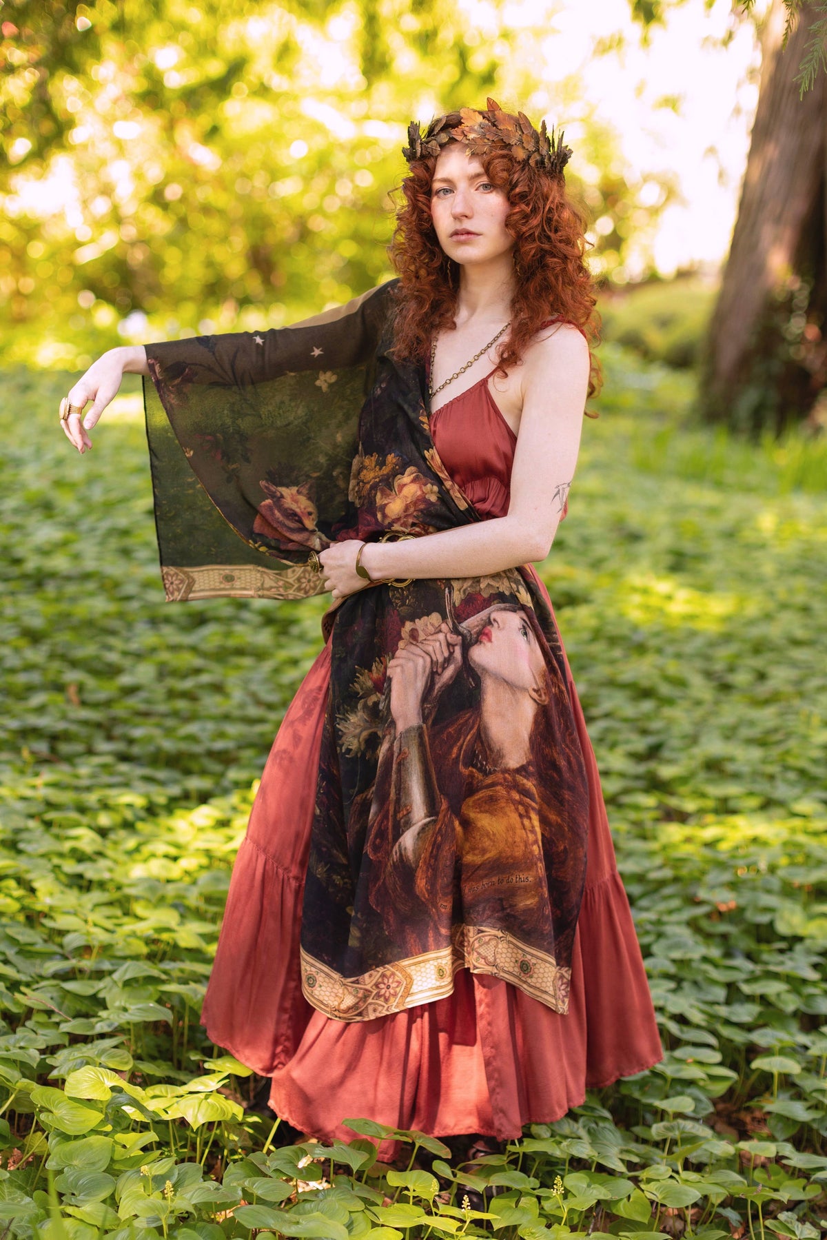 Market of Stars (Worldwide) - The Messenger Scarf with Joan of Arc, Florals & Fox