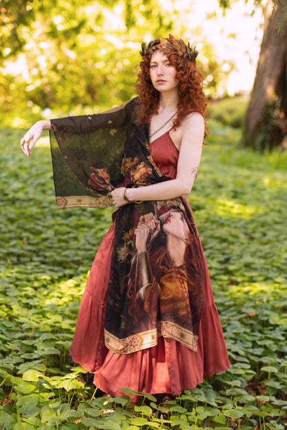 Market of Stars (Worldwide) - The Messenger Scarf with Joan of Arc, Florals & Fox
