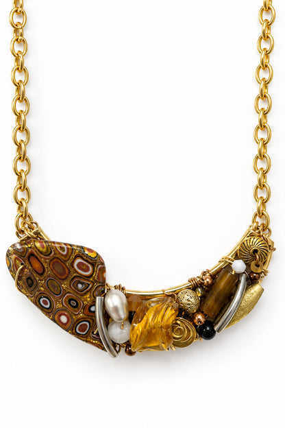Klimt Statement Crescent Necklace
