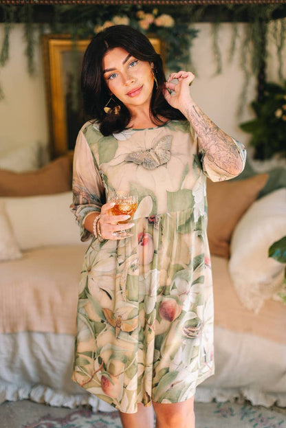 Fleur De Soleil Artist Dress w/ Pockets & Florals - Suttles & Seawinds