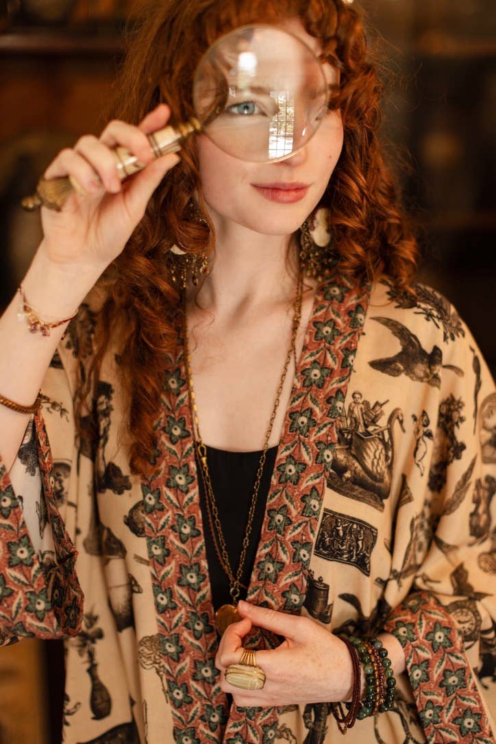 Curiosities Pixie Duster Crop Kimono w/ Whimsical Print