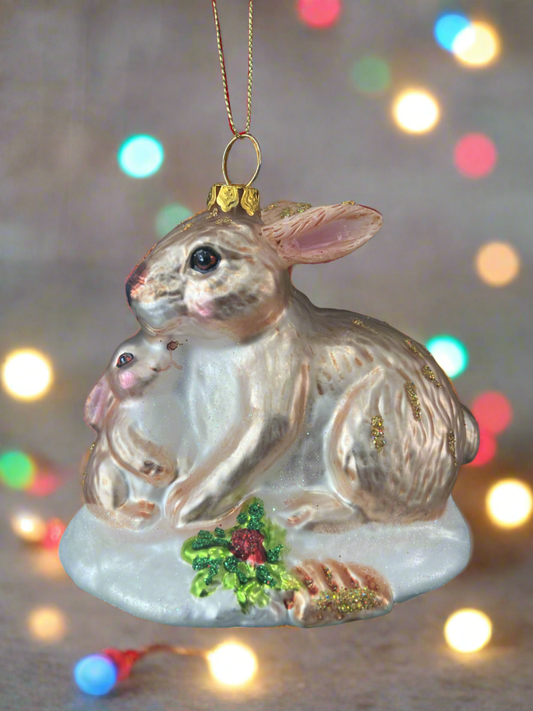 Marissa's Gifts - Glass bunny rabbit Christmas bauble