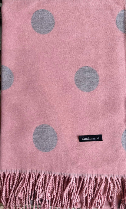 Pink/grey Polka Dot Scarf