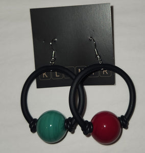 KLAMIR - RUBBER EARRING W/MURANO GLASS BEADS