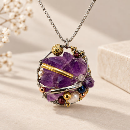 Amethyst Statement  Pendant Necklace